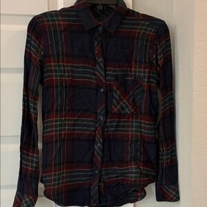 Rails Plaid Button-Up Shirt - Navy, Red & Green
